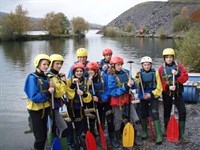 Raft building team